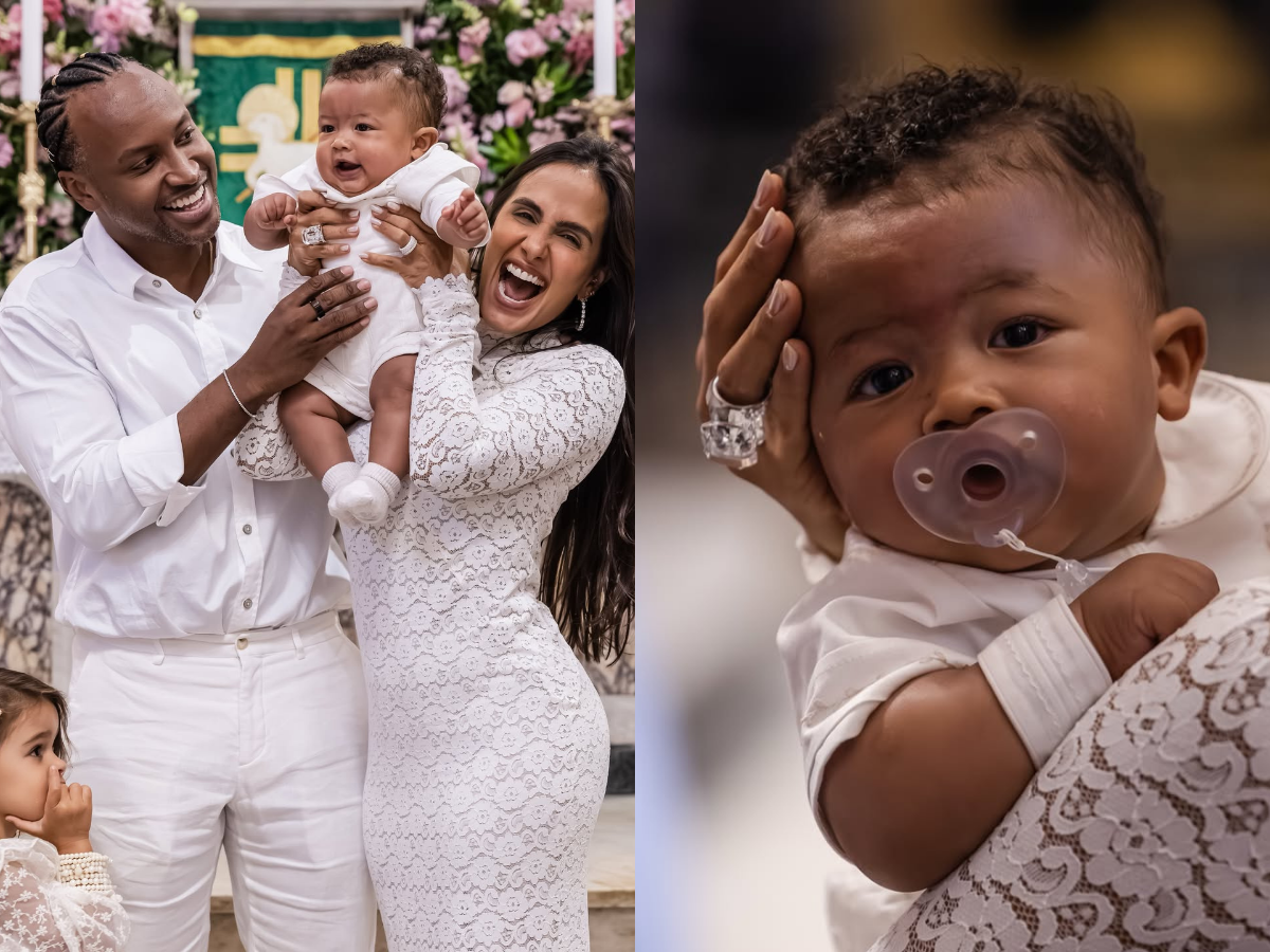 Carol Peixinho e Thiaguinho celebram batizado do filho Bento em cerimônia repleta de emoção