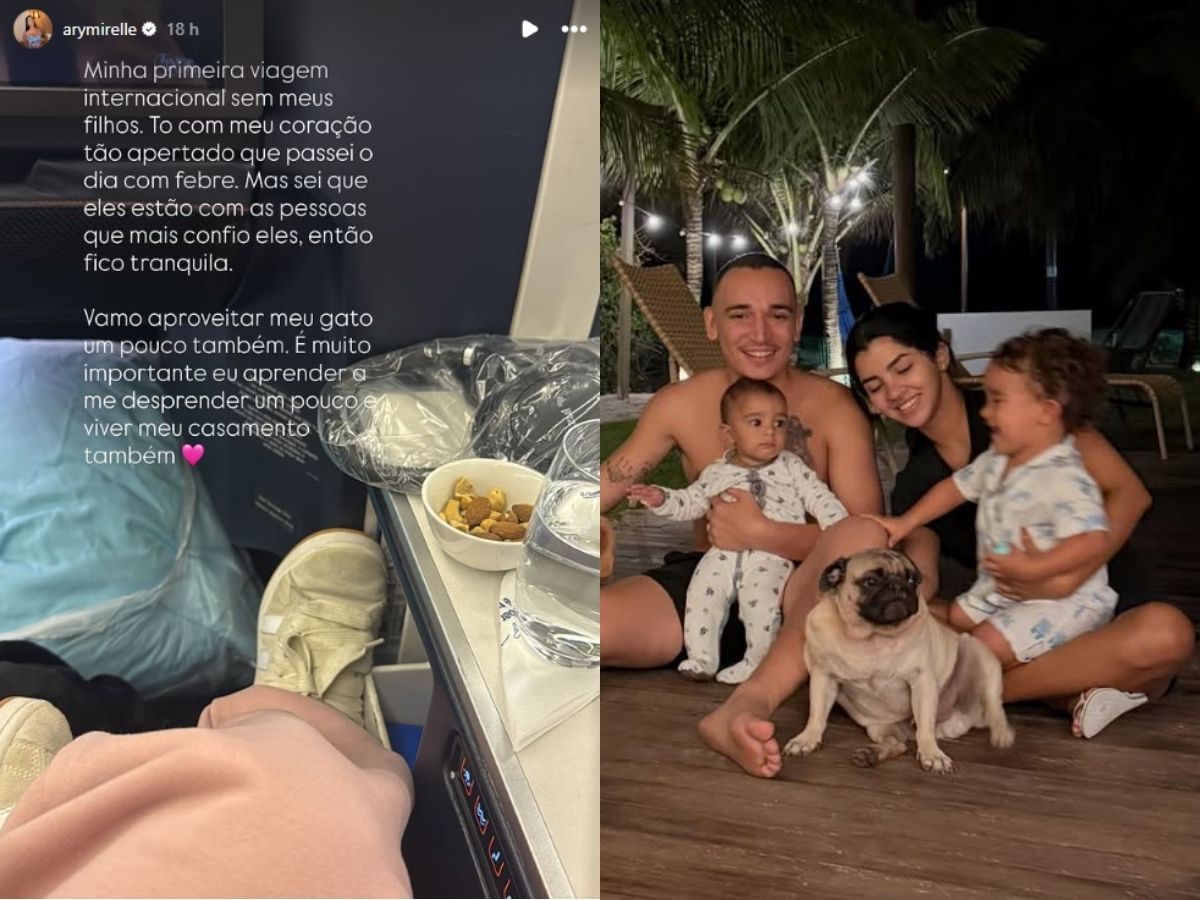 Ary Mirelle desabafa ao viajar sem os filhos para reencontrar João Gomes em Portugal