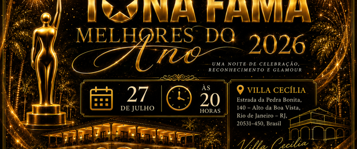Troféu Tô Na Fama 2026 acontece dia 27 de julho no Rio de Janeiro e reúne personalidades em noite de gala