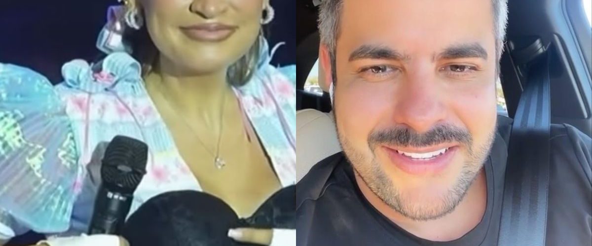 Simone Mendes se diverte com presente inusitado durante show e reação viraliza