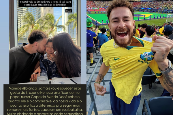 Fred Bruno faz homenagem a Bianca Andrade após reencontro com o filho durante cobertura esportiva