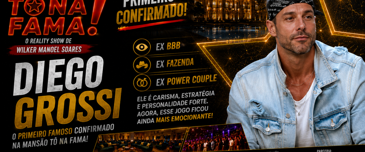 Diego Grossi estreia como primeiro famoso confirmado na Mansão Tô Na Fama