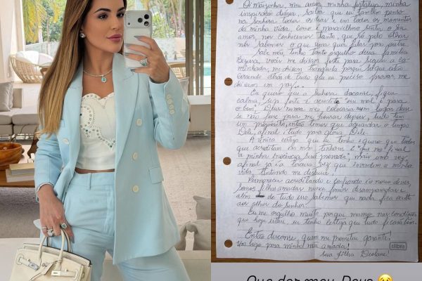Em carta escrita na prisão, Deolane Bezerra afirma ser inocente e emociona a mãe