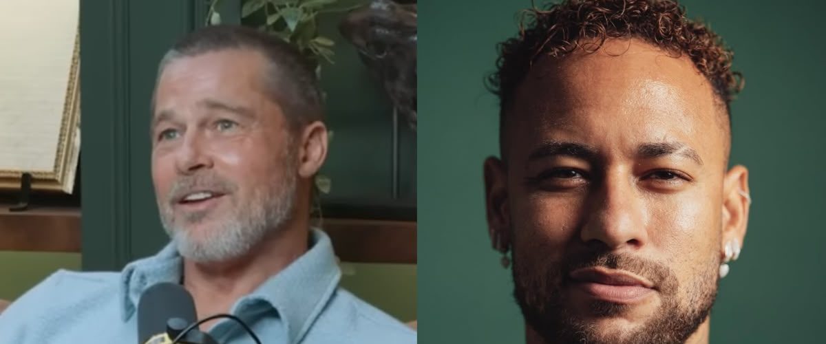 Brad Pitt brinca com Neymar e promete “curso de atuação” para o jogador
