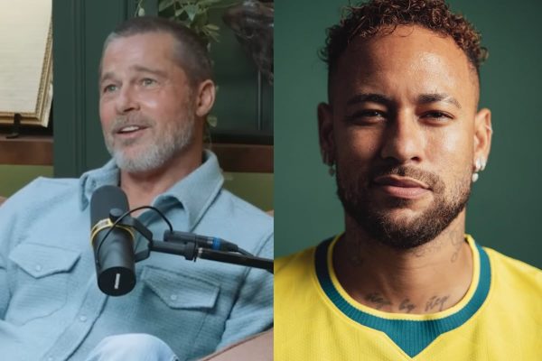 Brad Pitt brinca com Neymar e promete “curso de atuação” para o jogador