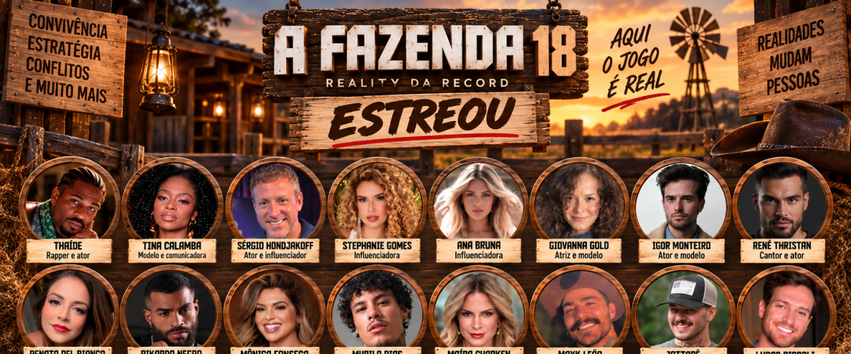 A Fazenda 18 começa com elenco diverso, convidados especiais e promessa de reviravoltas