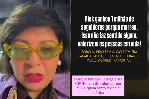 Roberta Miranda comenta crescimento de seguidores de Rick após morte: “Chega a ser cruel”