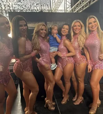 Virginia Fonseca brinca ao ver José Leonardo cercado por bailarinas do avô: “Tô de olho”
