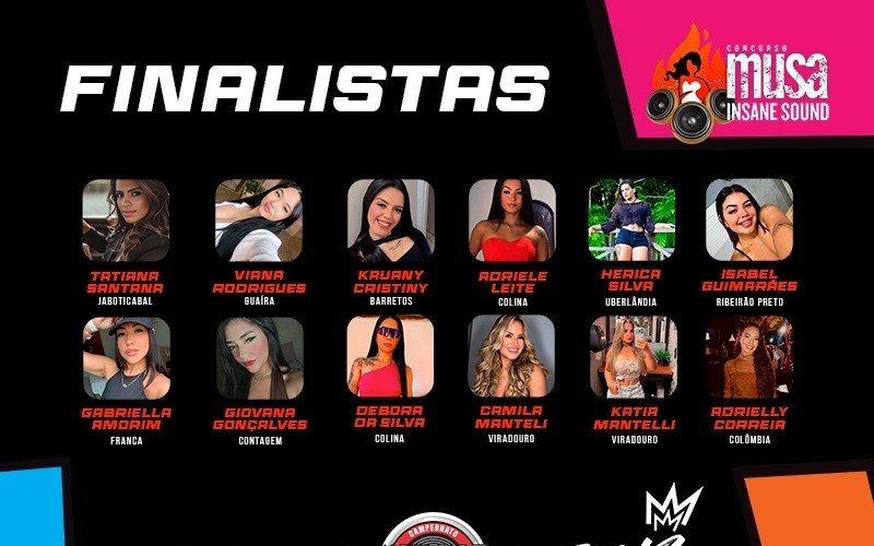 Concurso Musa Insane Sound 2026 apresenta as 12 finalistas